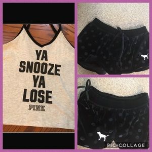 Vs Pink V Neck Tank velvet trim Velvet Sleep Short
